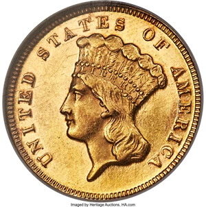 image for: 1872 $3 MS62 NGC....