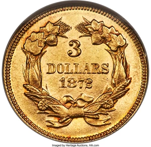 image for: 1872 $3 MS62 NGC....