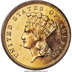 image for: 1879 $3 MS62 PCGS....