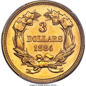 image for: 1884 $3 MS63 PCGS....