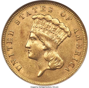 image for: 1889 $3 MS61 NGC....