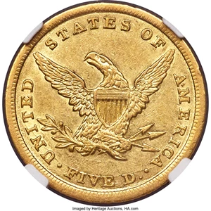 image for: 1842 $5 Small Letters AU53 NGC....