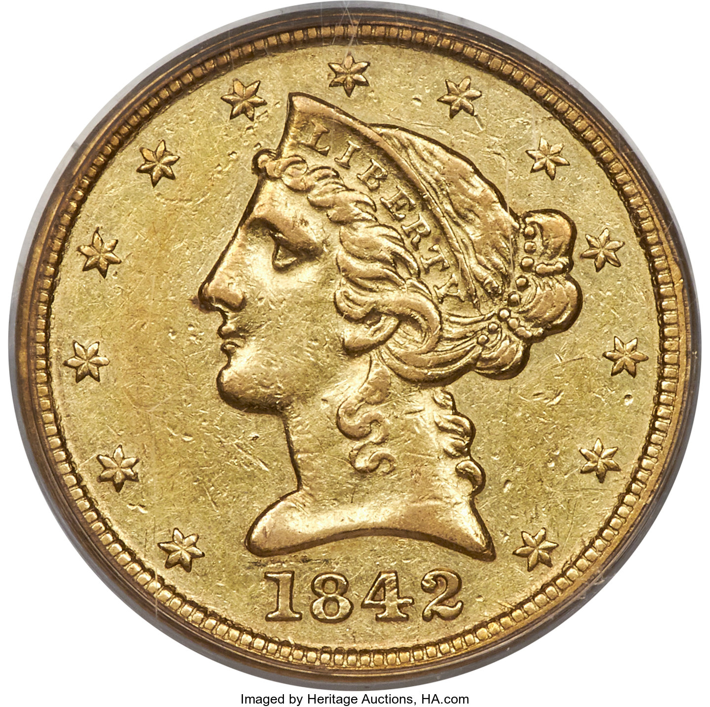 image for: 1842-D $5 Large Date XF45 PCGS....