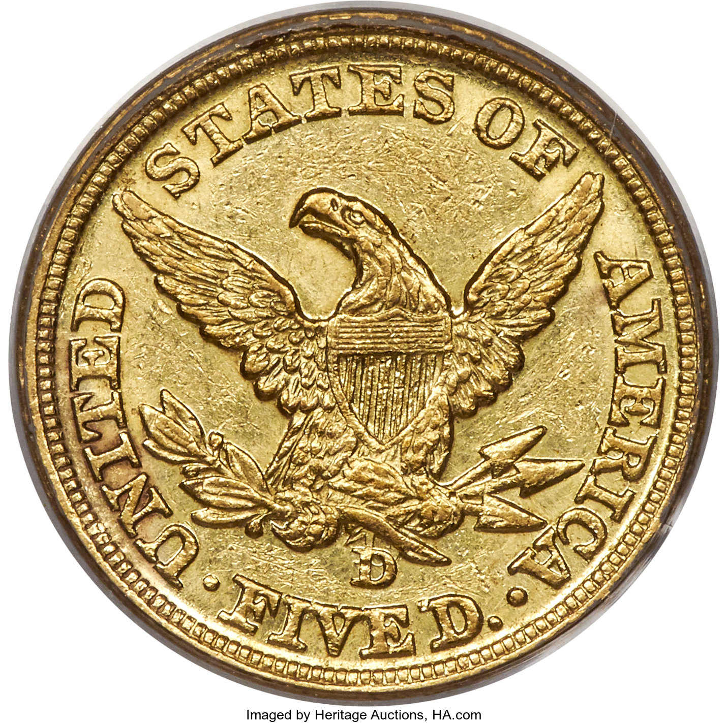 image for: 1846-D/D $5 AU50 PCGS. Variety 16-J....