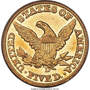 image for: 1848-D $5 AU50 PCGS. Variety 22-O....