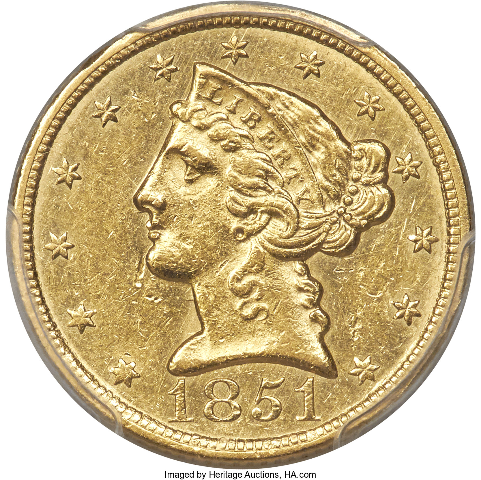 image for: 1851-C $5 AU55 PCGS. Variety 1....