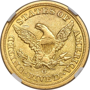 image for: 1854-O $5 AU58 NGC. Variety 1....