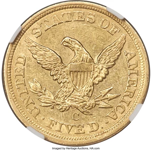 image for: 1856-C $5 AU58+ NGC. Variety 1....