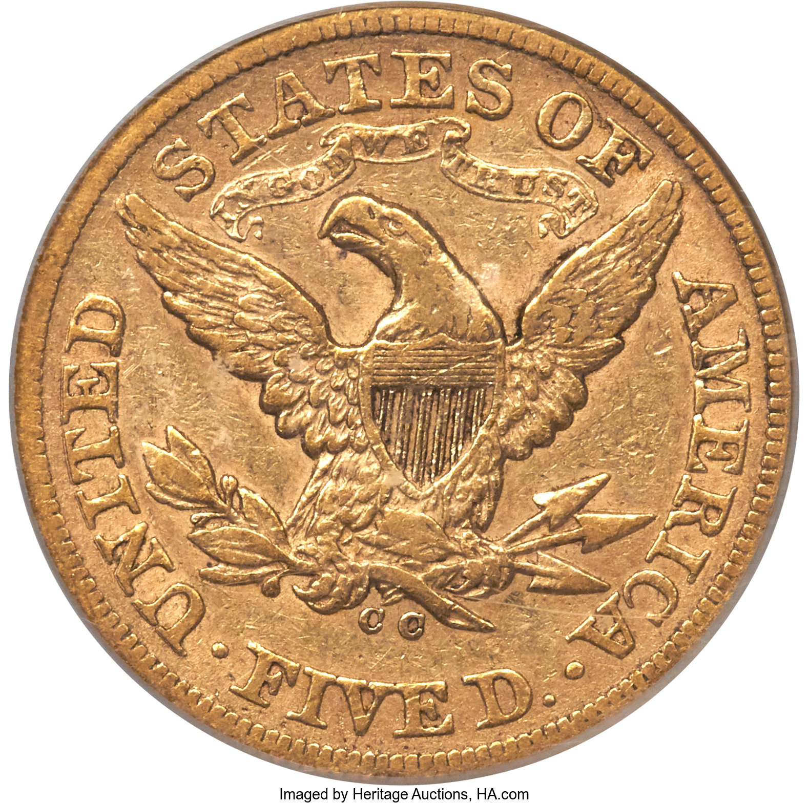 image for: 1871-CC $5 VF30 PCGS. CAC. Variety 1-A....