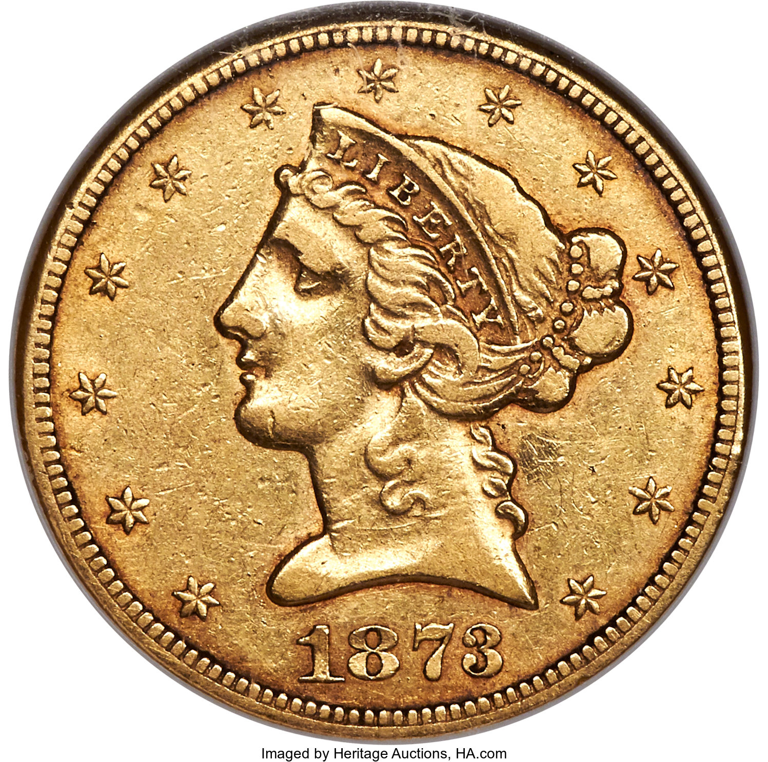 image for: 1873-CC $5 XF45 NGC. Variety 2-A....