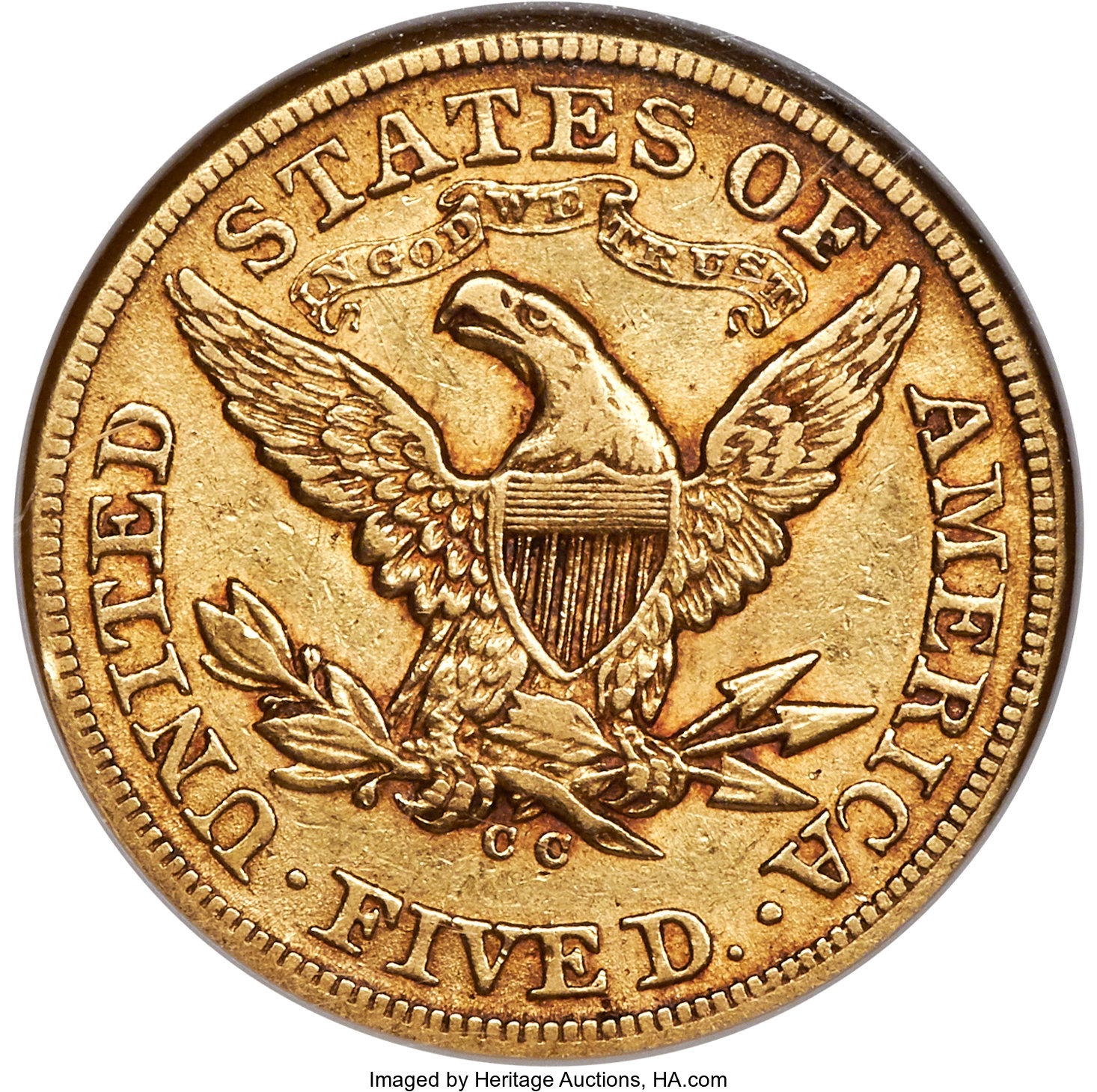 image for: 1873-CC $5 XF45 NGC. Variety 2-A....