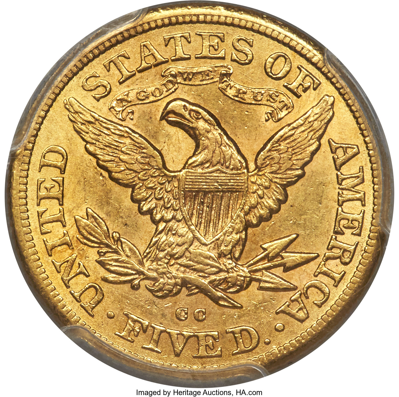 image for: 1879-CC $5 AU58 PCGS. Variety 1-A....