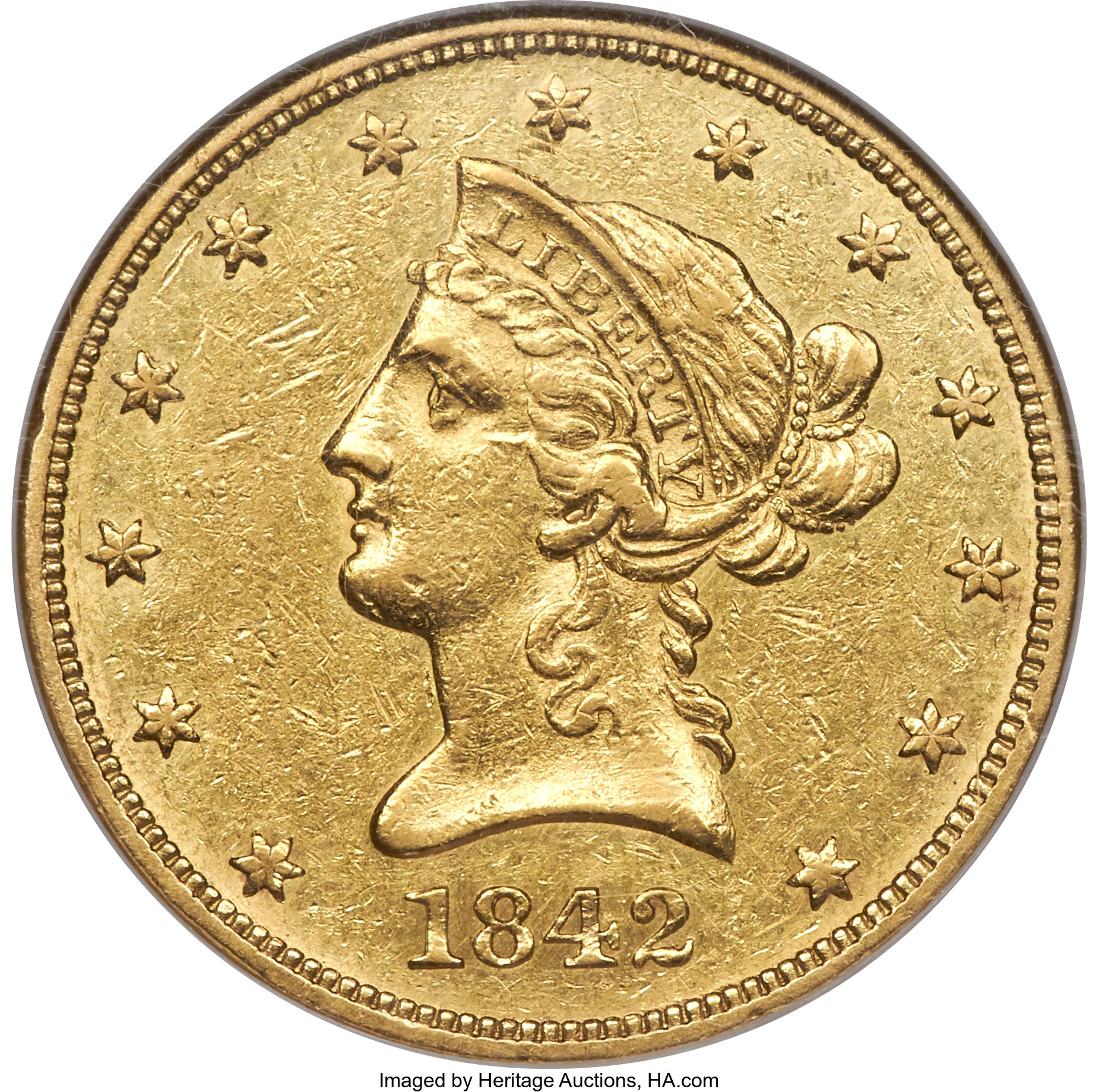 image for: 1842-O $10 AU55 NGC. Variety 3....