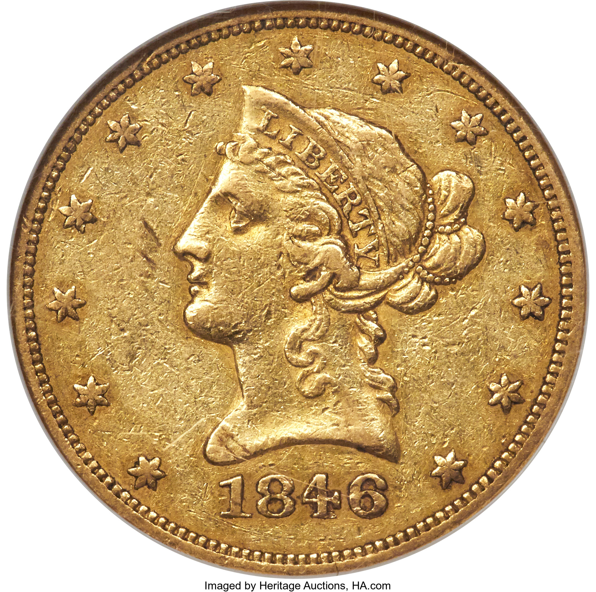 image for: 1846 $10 AU50 NGC....