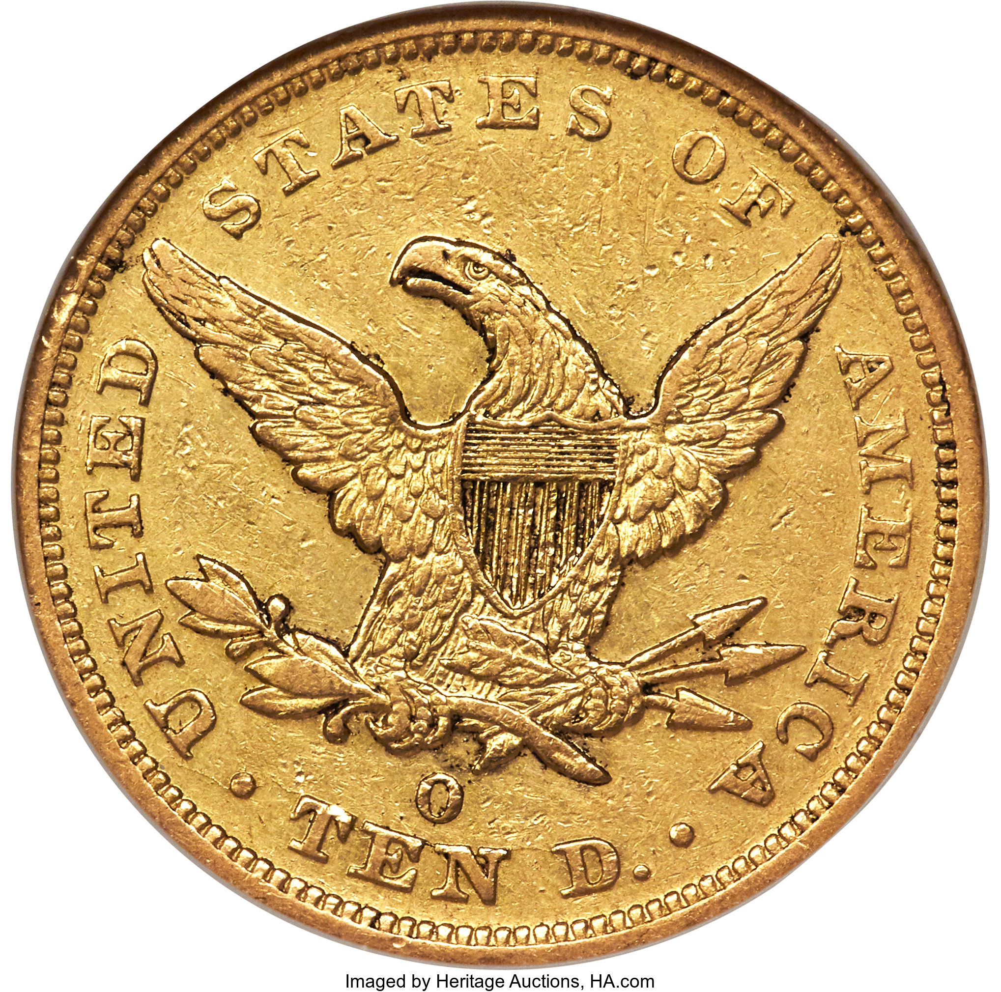 image for: 1849-O $10 AU50 NGC. Variety 2....