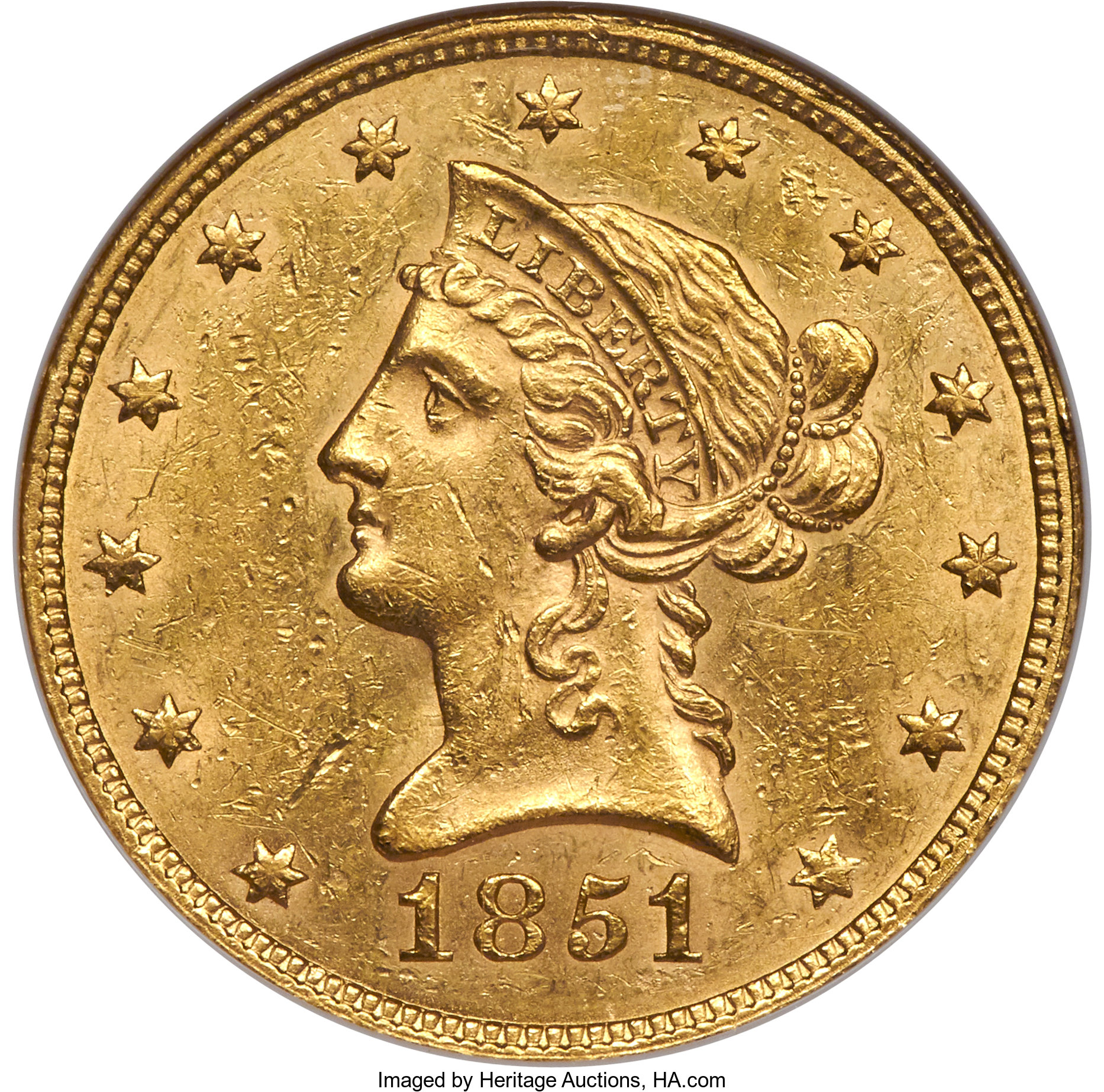 image for: 1851 $10 MS61 NGC....