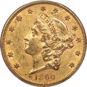 image for: 1860 $20 AU58 PCGS. CAC....