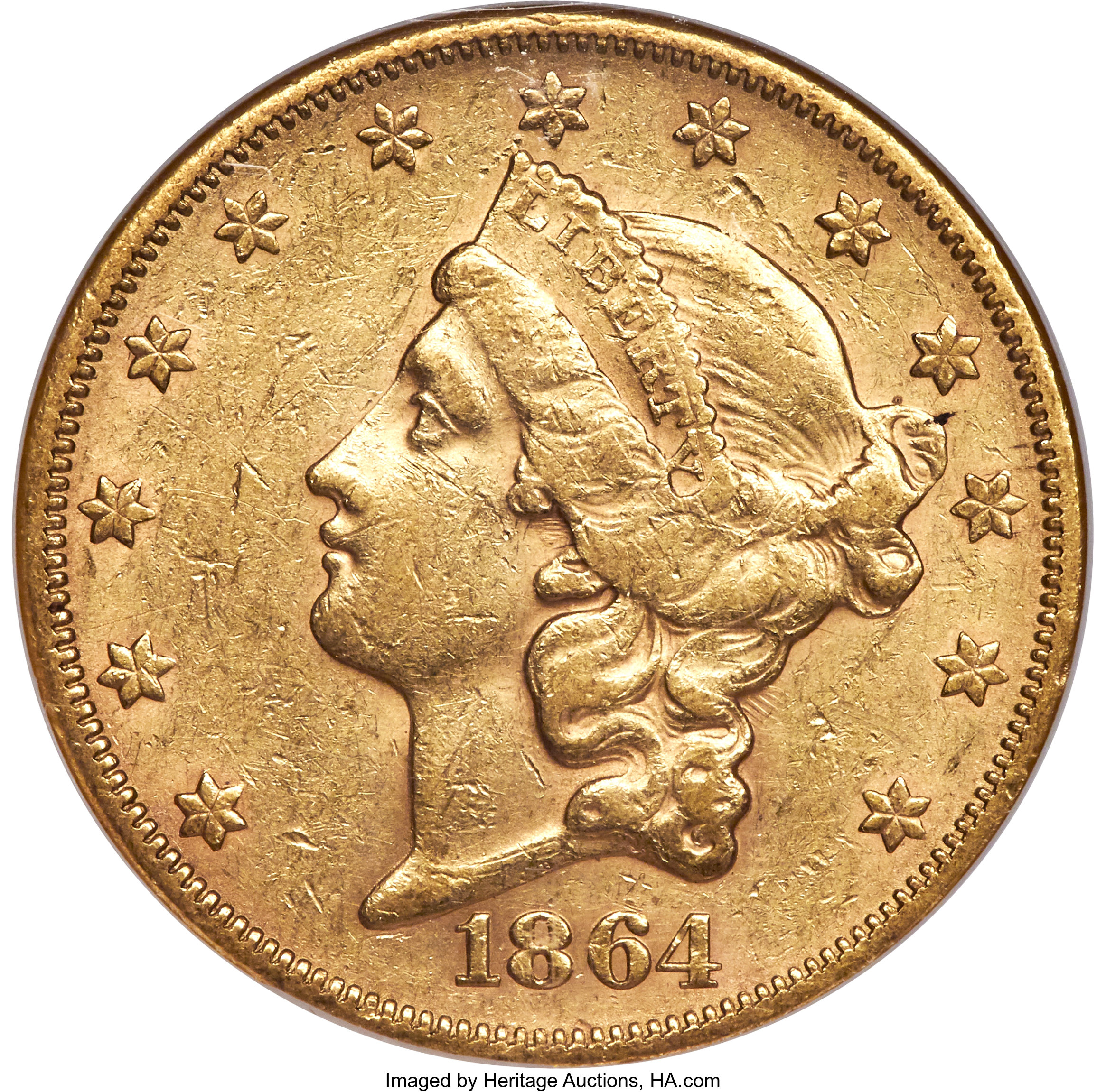 image for: 1864-S $20 AU53 NGC....
