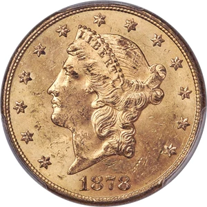 image for: 1878-S $20 MS62+ PCGS....