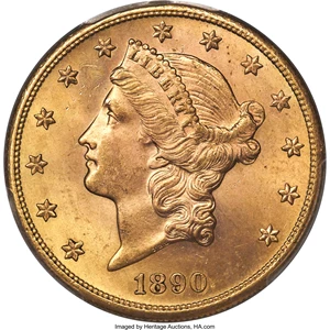 image for: 1890-S $20 MS64 PCGS....