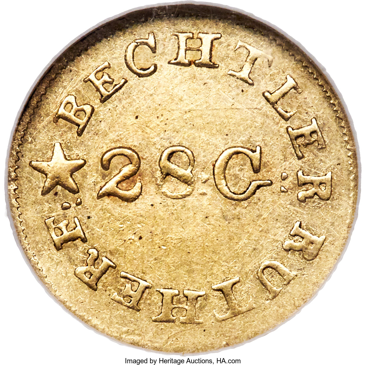 image for: (1837-42) G$1 C. Bechtler Dollar, N Reversed, AU58 NGC. K-4, R.4....