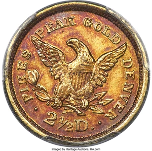 image for: 1860 $2 1/2 Clark, Gruber & Co. Quarter Eagle AU55 PCGS. K-1, R.4....