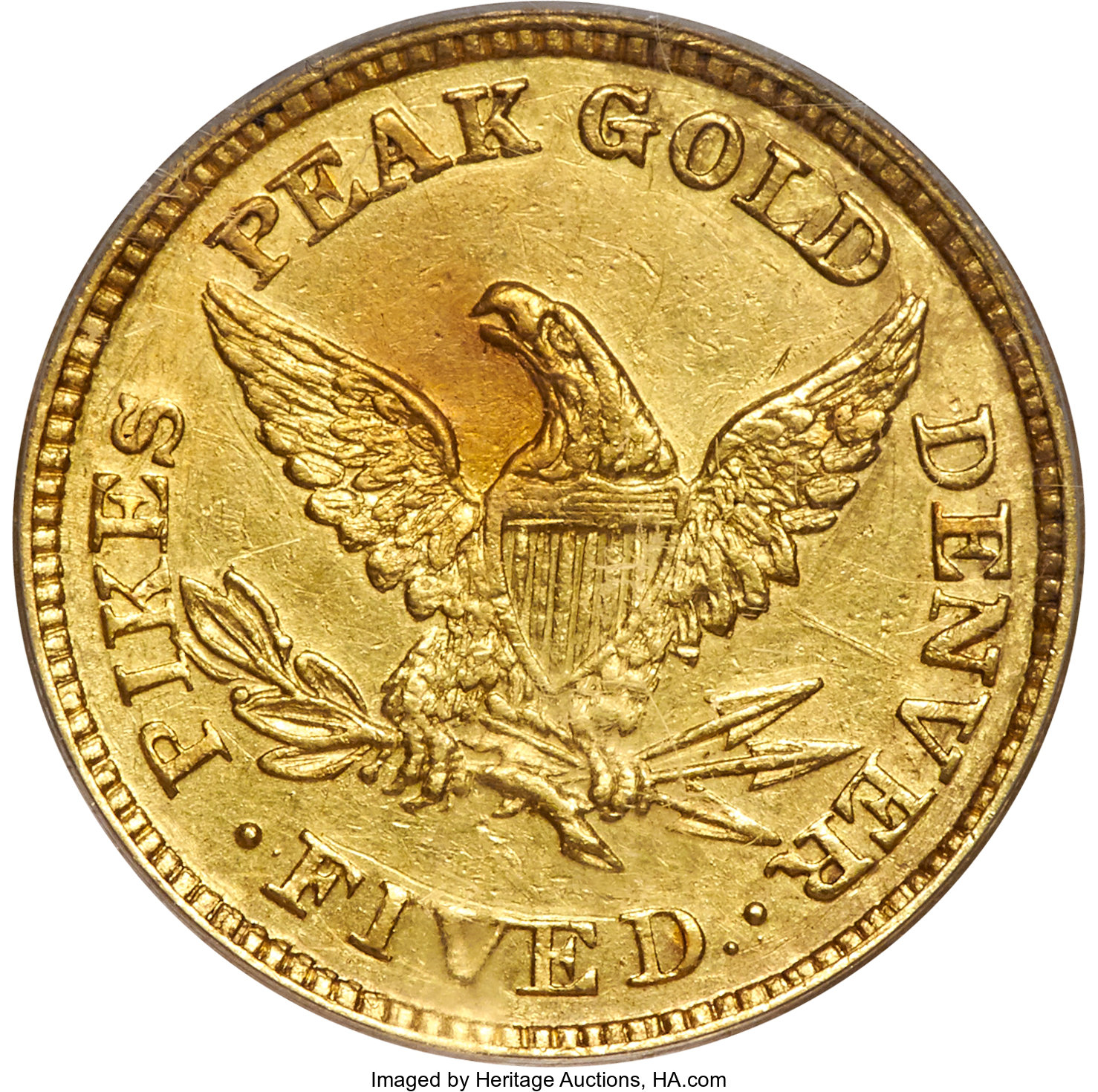 image for: 1860 $5 Clark, Gruber & Co. Five Dollar AU55 PCGS. K-2, R.4....