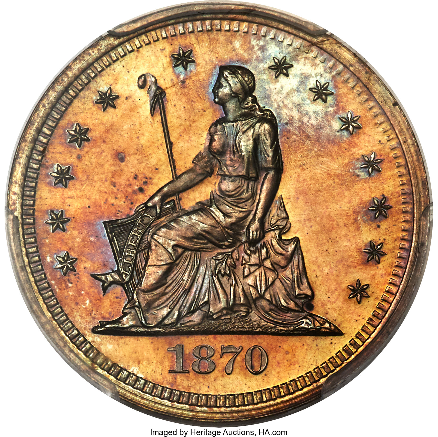 image for: 1870 25C Quarter Dollar, Judd-885, Pollock-983, Low R.7, PR64 Brown PCGS. CAC....