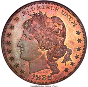 image for: 1880 $1 Goloid Metric Dollar, Judd-1652, Pollock-1852, High R.6, PR66 Red and Brown NGC....