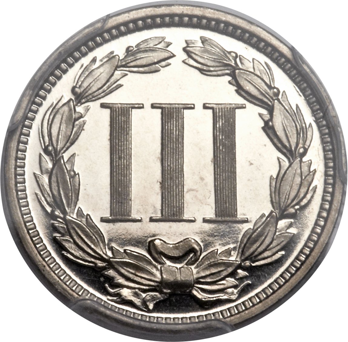 image for: 1869 3CN PR66 Deep Cameo PCGS. CAC. PCGS Population: (17/2). NGC Census: (13/5). PR66. From The Michelle McCaulley Me...