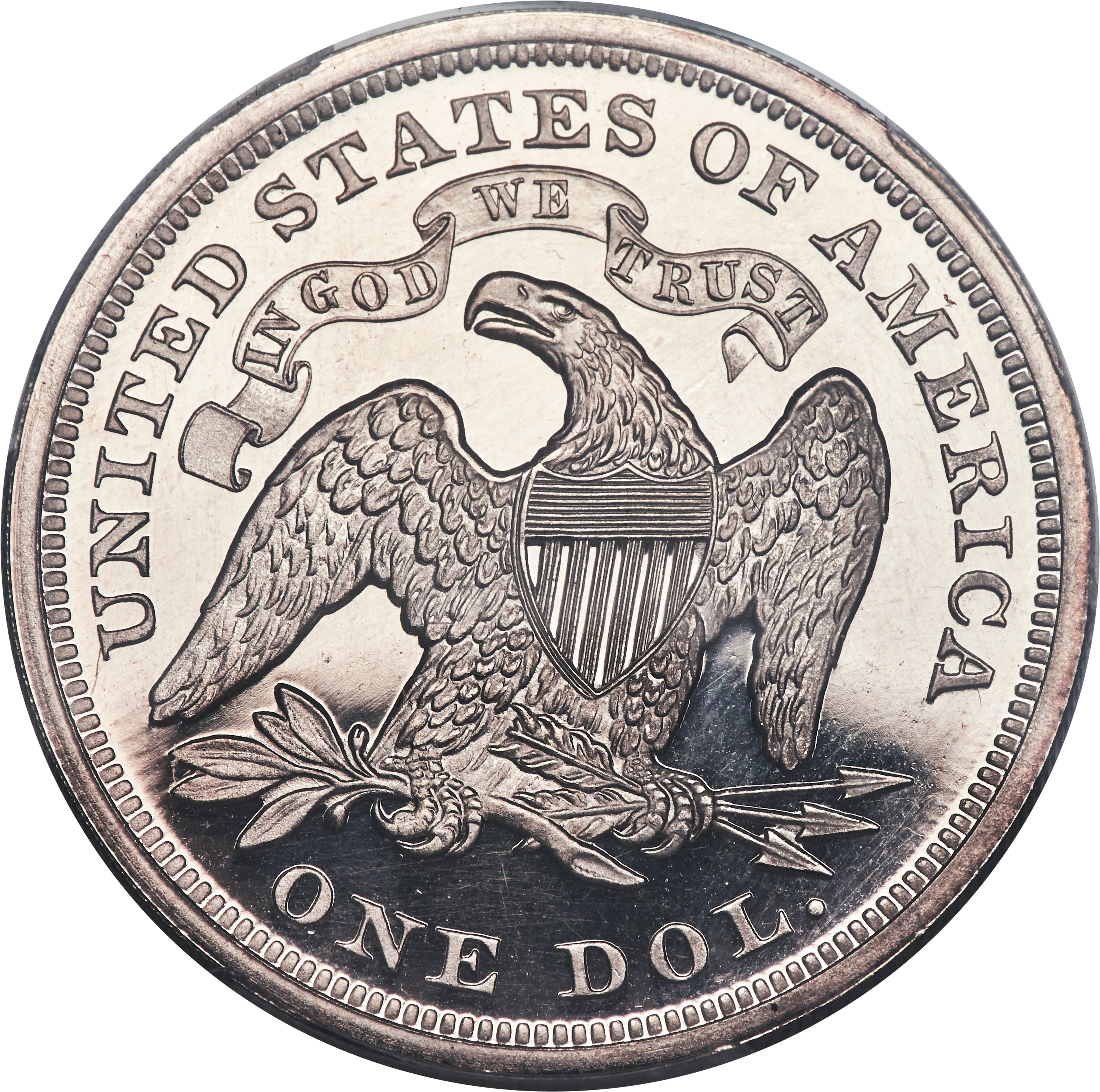 image for: 1867 $1 PR64+ Cameo PCGS. CAC. OC-P1, Low R.3....