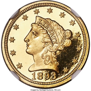 image for: 1893 $2 1/2 PR68 Ultra Cameo NGC. JD-1, R.5....