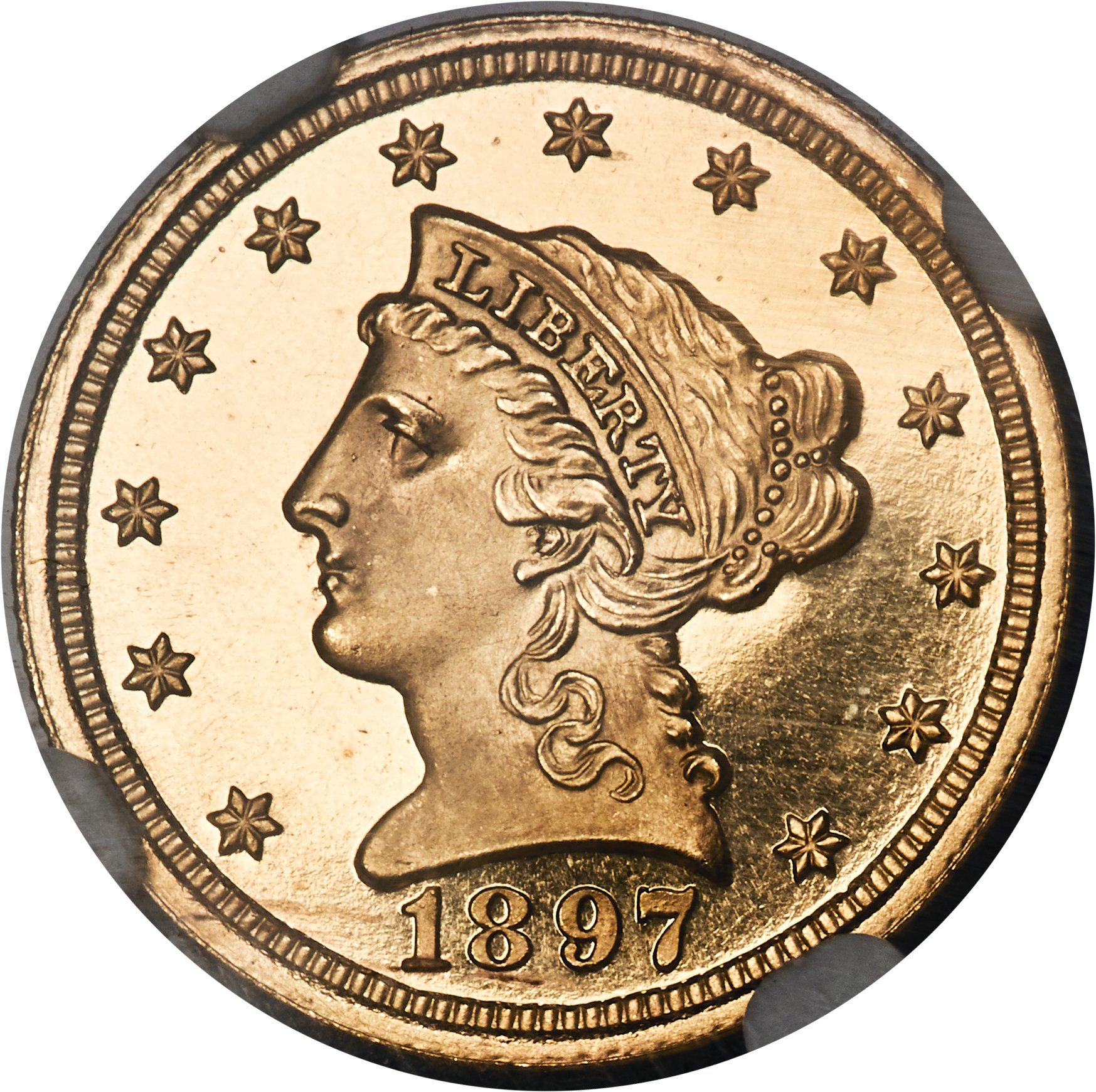 image for: 1897 $2 1/2 PR66+ Ultra Cameo NGC. JD-1, High R.4....