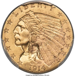 image for: 1914 $2 1/2 MS65 PCGS....