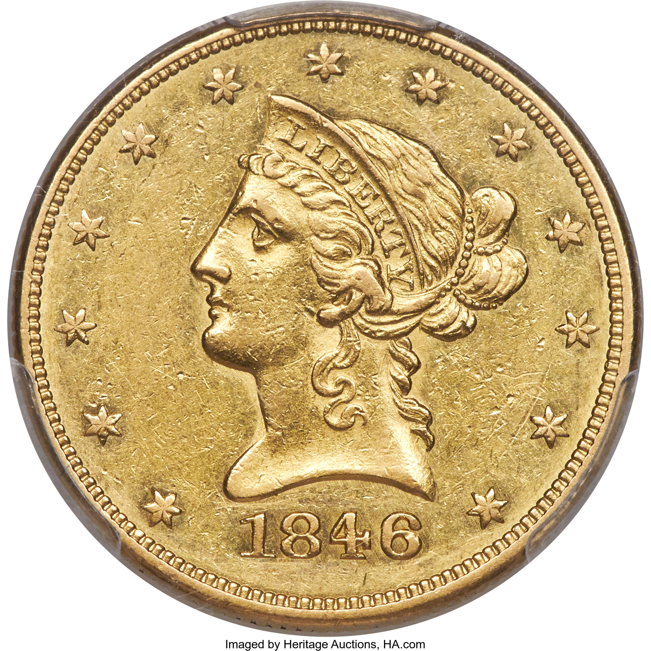 image for: 1846 $10 AU55 PCGS....