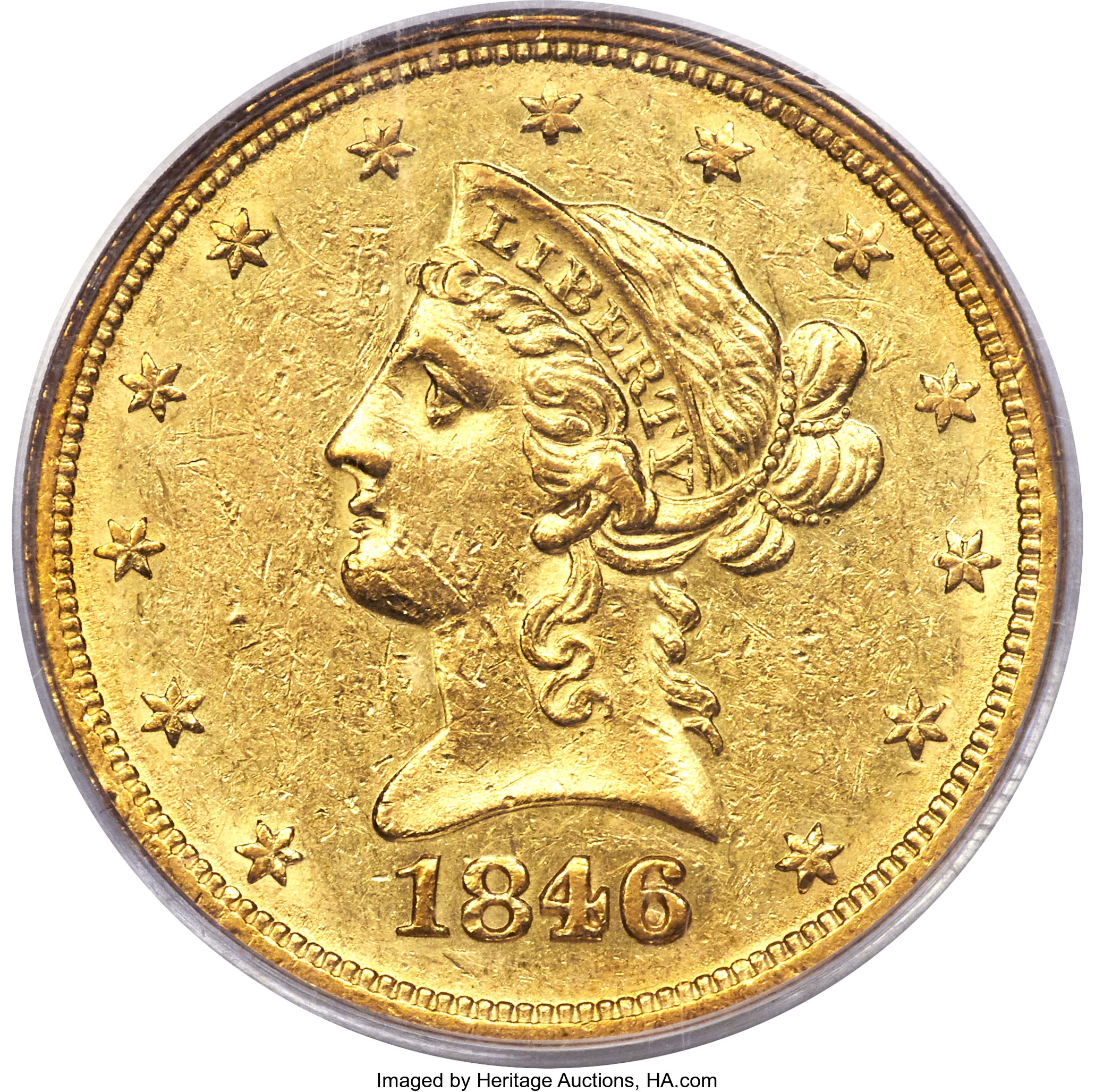 image for: 1846/'5'-O $10 AU53 PCGS. Variety 3....