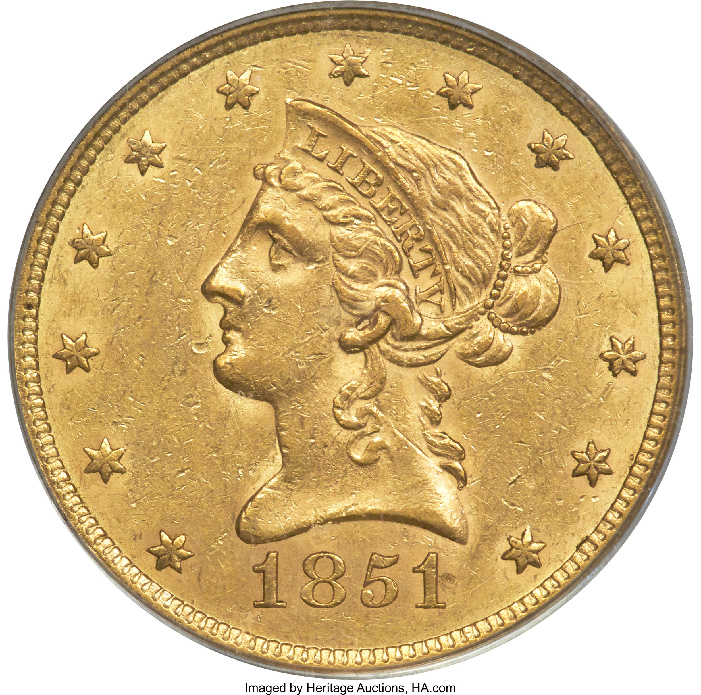 image for: 1851 $10 AU58 PCGS....