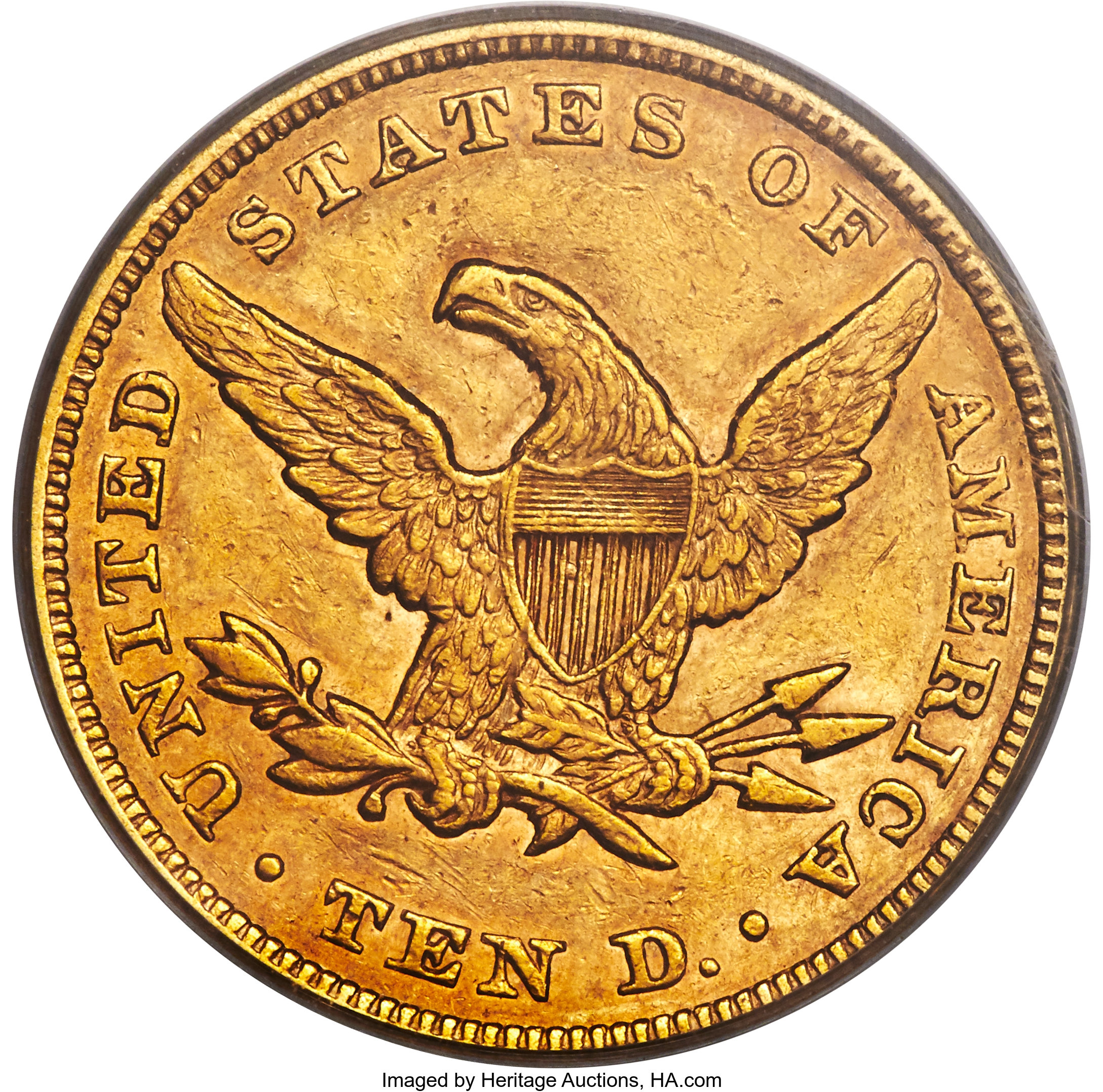 image for: 1857 $10 AU50 PCGS....