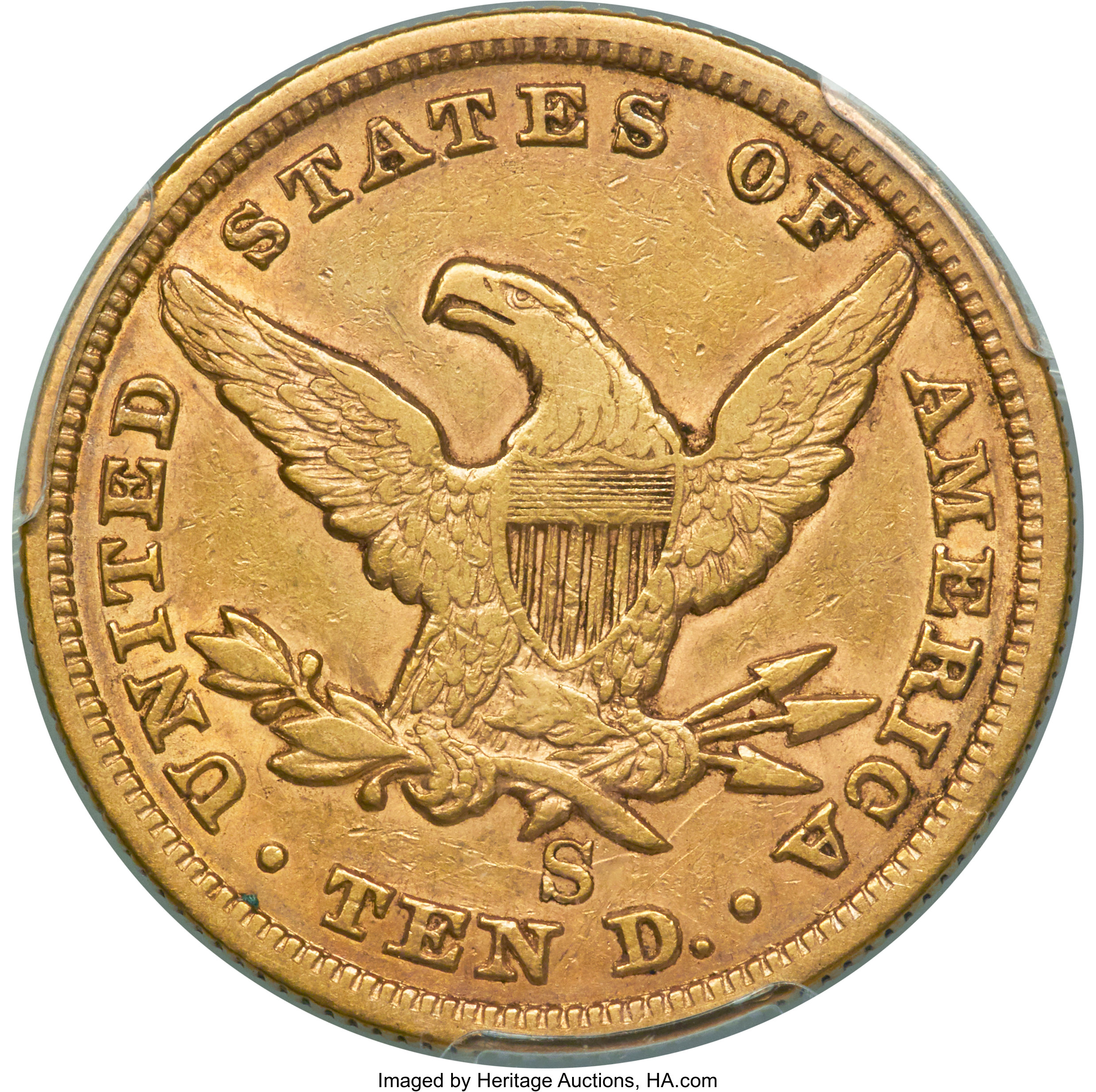 image for: 1865-S $10 XF45 PCGS. CAC....