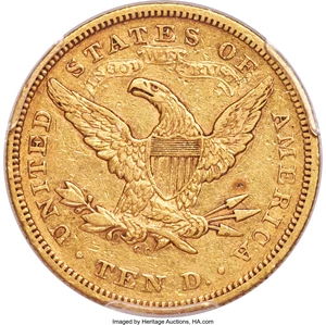 image for: 1870-CC $10 XF45 PCGS. Variety 1-B....
