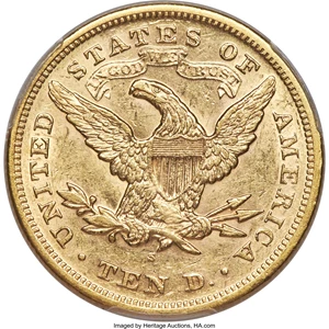 image for: 1870-S $10 AU55 PCGS....