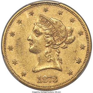 image for: 1873 $10 Closed 3 XF45 PCGS. CAC....