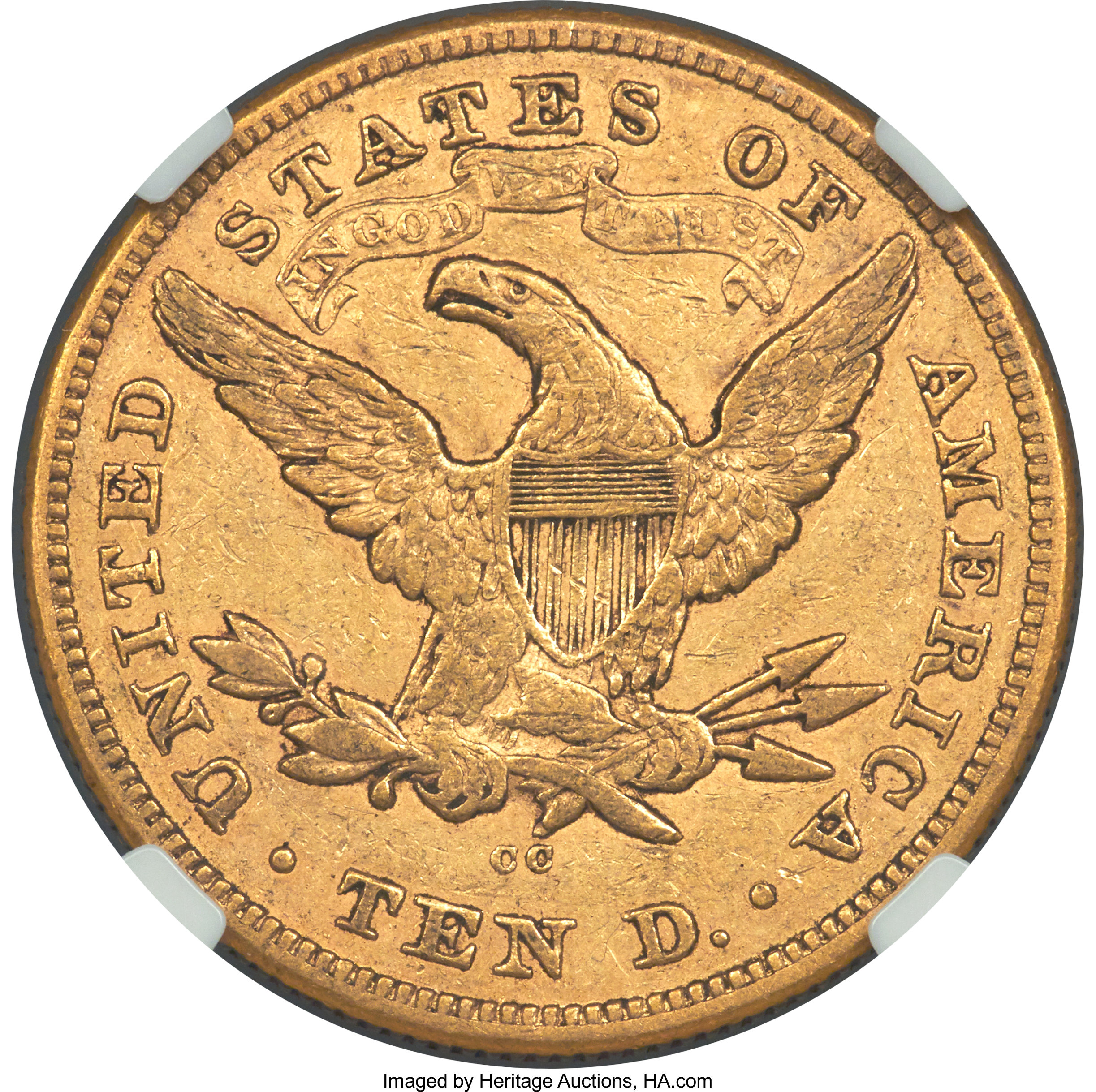 image for: 1874-CC $10 XF40 NGC. CAC. Variety 1-A....