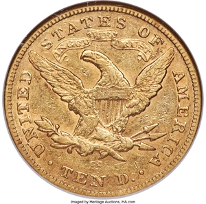 image for: 1875-CC $10 AU50 NGC. Variety 2-B....