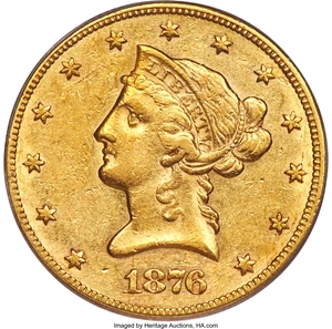 image for: 1876-CC $10 XF45 PCGS. Variety 1-A....