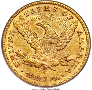 image for: 1876-CC $10 XF45 PCGS. Variety 1-A....