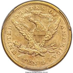 image for: 1876-S $10 AU53 PCGS....