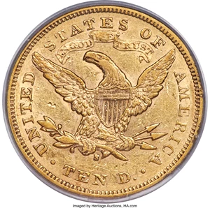 image for: 1877-S $10 AU55 PCGS....