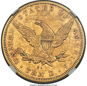 image for: 1878-CC $10 AU50 NGC. Variety 1-A....