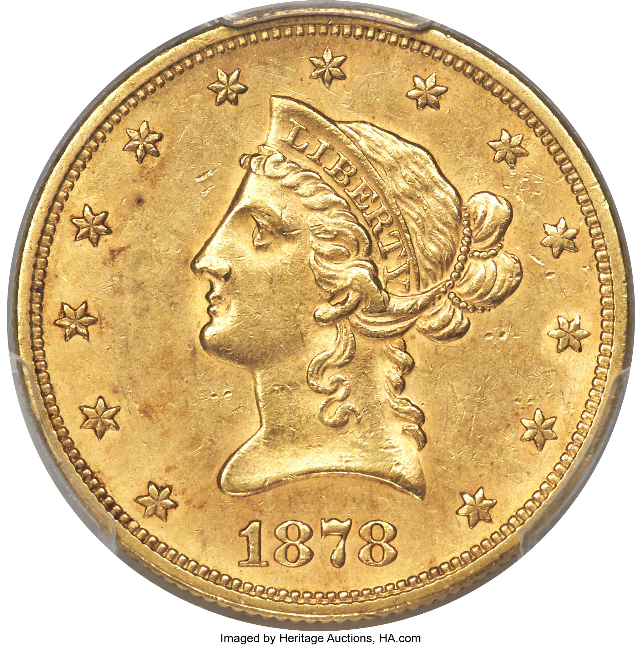 image for: 1878-S $10 AU58 PCGS....